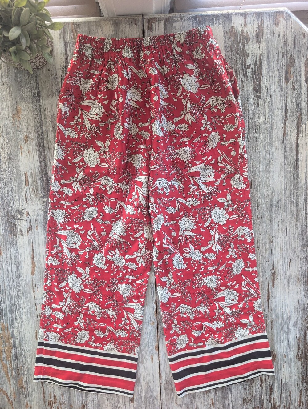 Massimo Dutti Floral Co-Ord Set Tie Front Blouse & Wide Leg Crop Pants Women's 4 - Picture 9 of 9